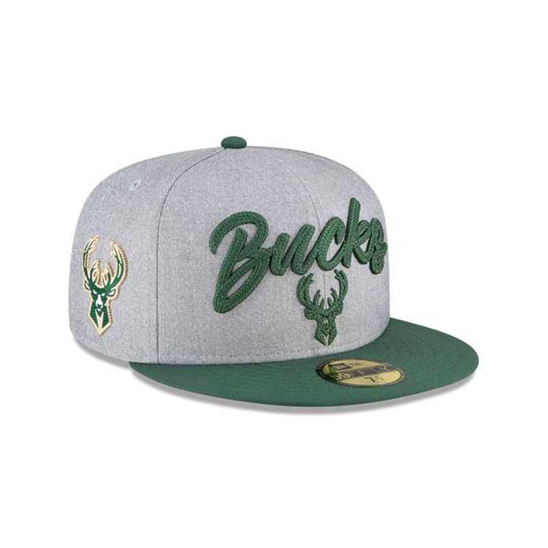 NBA Milwaukee Bucks Draft 59Fifty Fitted (BNS8487) - Grey New Era Caps